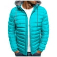 thumbnail image 4 of Dezsed Mens Winter Coats Men's Solid Color Hooded Jacket Cotton Padded Jacket Fashion Cotton Padded Jacket Men's Warm Cotton Padded Jacket Mint Green A M, 4 of 5