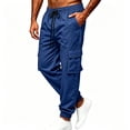 thumbnail image 6 of Men's Cargo Joggers Pants Elastic Waist Drawstring Trousers with Pockets for Casual Athletic Wear, 6 of 7