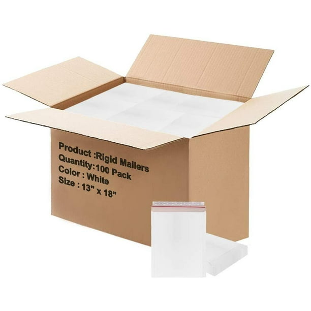 100 Pack of Rigid Mailers 13x18 Paperboard mailers 13 x 18. White Photo