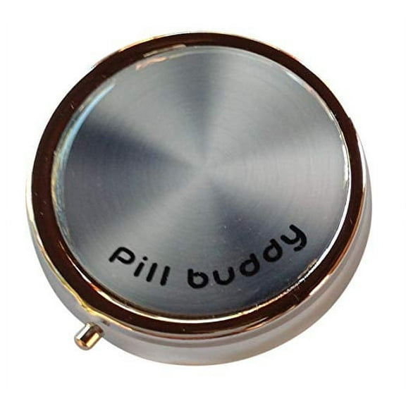 Pill Buddy Silver Three Section Small Pocket/Purse/Travel Pill Box Case