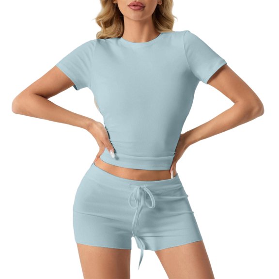 Short Set 2 Piece Sets T Shirt and Shorts Womens Summer Clothes Cute Outfits