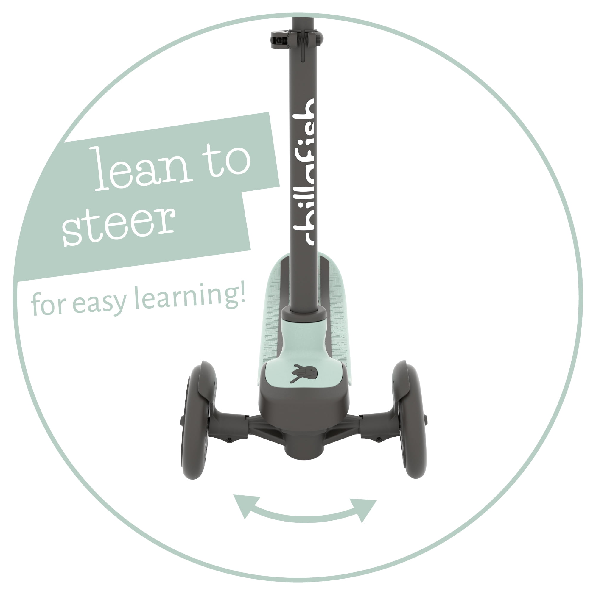 Chillafish Scotti 3-Wheel Lean-to-Steer Scooter for Kids Ages 3+, Adjustable Height, Lightweight Twintip Deck with Brake, Breeze