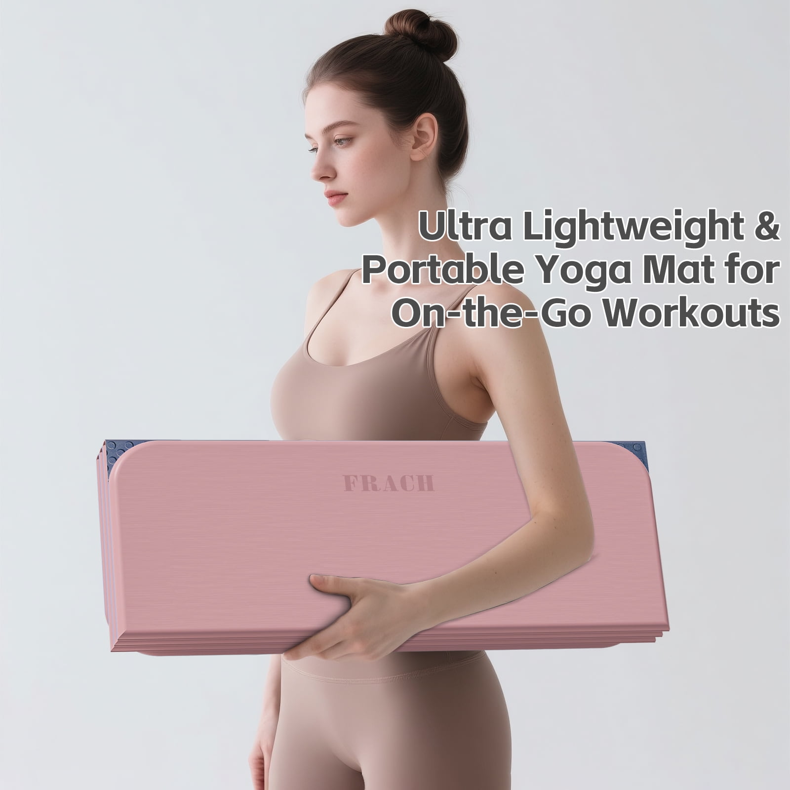 Frach Foldable Yoga Mat Extra Thick 0.5",Non-Toxic Odorless Joint Support for Beginner,Gymnastics Mat for Indoor and Outdoor(Pink+Blue)