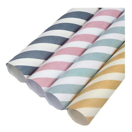 Panda Superstore 29.5 x 20.5 in. Multi Color Striped Valentines Day Gift Wrapping Paper for Men & Women - 10 per Roll