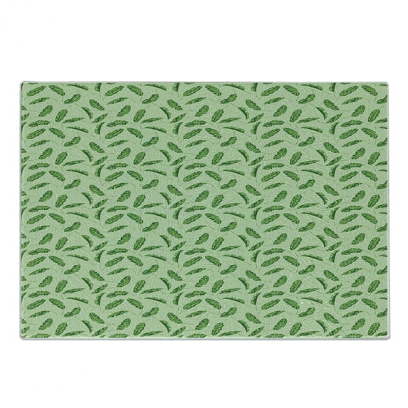 Banana Leaf Cutting Board, Vivid Green Tropical Leaves Botany Ecology and Paradise Nature Theme, Decorative Tempered Glass Cutting and Serving Board, Small Size, Green Pistachio Green, by Ambesonne