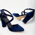 thumbnail image 5 of Sina - Tacones altos con tiras cruzadas altos con tiras cruzadas cruzados de terciopelo azul oscuro azul oscuro 26 CM, 5 of 5
