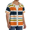 thumbnail image 4 of Easygdp Colorful Pastel Stripes Men's Casual Short-sleeved Shirt with Pocket and Button Suitable for Beach Vacation Leisure - Large, 4 of 7