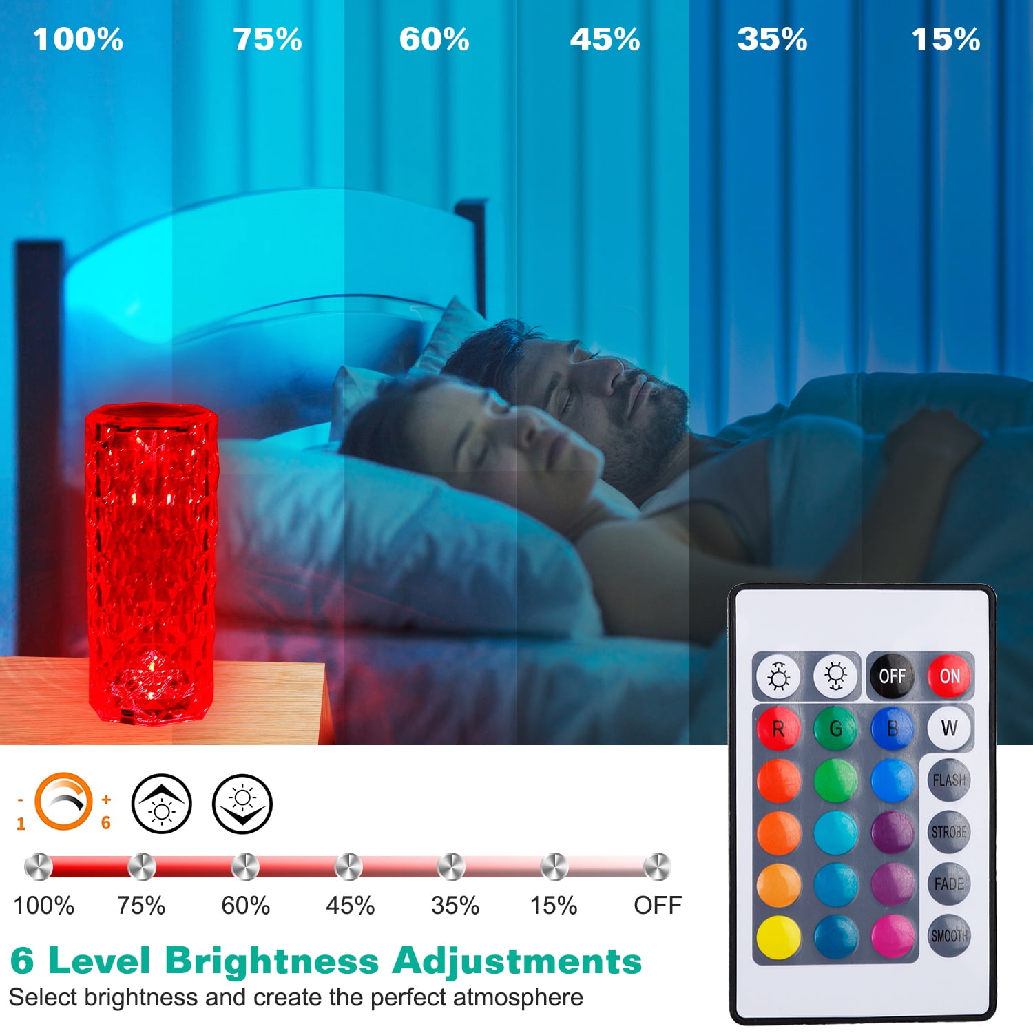 Zorpupoa 2 Pack Crystal Lamp Touch 16 RGB Colors Changing Night Light Rechargeable Crystal Table Lamp Bedside Lamp Cordless Rose Diamond Battery Night Light for Bedroom/Party/Dinner/Decoration