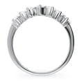 thumbnail image 4 of BERRICLE Sterling Silver 7-Stone Wedding Rings Round Cut Cubic Zirconia CZ Wishbone Anniversary Curved Half Eternity Ring for Women, Rhodium Plated Size 6.5, 4 of 9