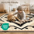 thumbnail image 4 of ODIKA 4'x6' Washable Area Rug Boho Southwestern Stepped Farmhouse Border Classroom Geometric Flowing Dynamic for Bedroom, Reading Nook, Pet Friendly & Non-Shedding, 4 of 7