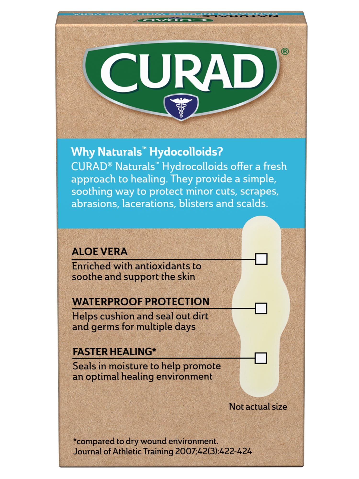 (4 pack) Curad Naturals Hydrocolloids with Aloe Vera Bandages, 8 Count