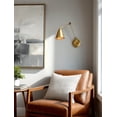 thumbnail image 6 of Kira Home Ellis 18" Gold Swing Arm Wall Sconce, Cone Shades, 2-in-1 Plug In or Hardwired Library Style Gold Wall Lamp, 6 of 9