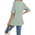 thumbnail image 3 of SWQZVT Women's Oversized V Neck T Shirt Short Sleeve Loose Fit Casual Workout Summer Basic Tee Top, 3 of 7