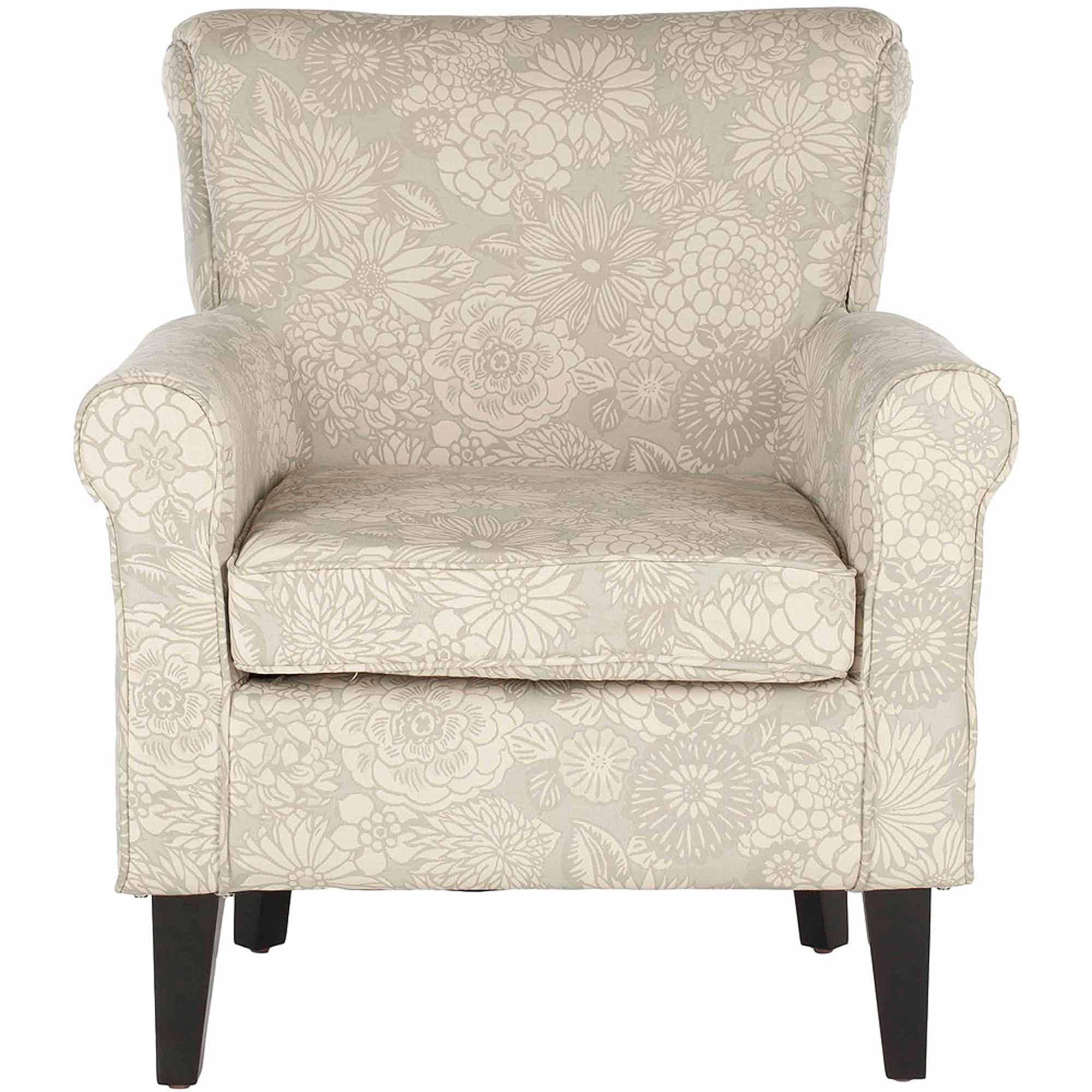 SAFAVIEH Hazina Contemporary Floral Fully Upholstered Club Chair, Espresso