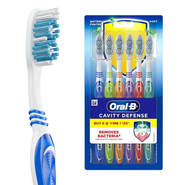 Cepillo dental Oral-B Cavity Defense suave, paquete de 6