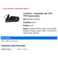 thumbnail image 2 of Left Mirror - Compatible with 1995 - 1999 Toyota Avalon 1996 1997 1998, 2 of 2