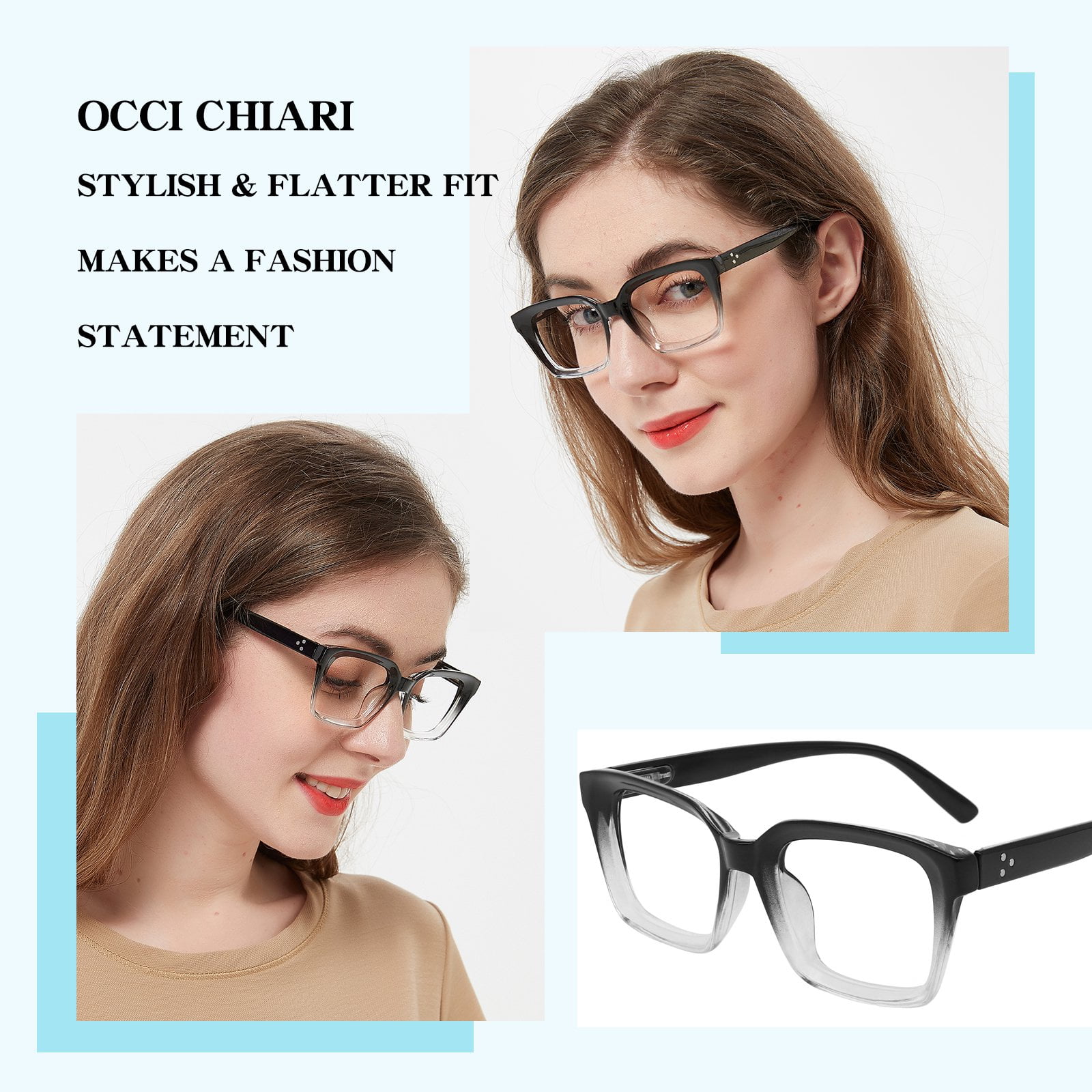 OCCI CHIARI 2.75 Large Reading Glasses for Women Oversized Reader(1.0 1.25 1.5 1.75 2.0 2.25 2.5 2.75 3.0 3.5 4.0) with Arylic Lens