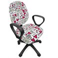 thumbnail image 1 of Love Office Chair Slipcover, Graffiti Style Love Word with Hearts Couple Date Romantic Feelings Theme, Stretch Decorative Fabric Cover, Standard Size, Magenta Ivory Pale Green, by Ambesonne, 1 of 5