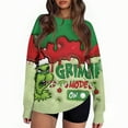 thumbnail image 4 of Ugly Christmas Sweater for Women Printed Long Sleeve Womens Sweatshirt Green Mons ter Graphic Holiday Pullover Tops Christmas Tree Sweatshirts for Women, 4 of 5