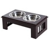 17" Elevated Raised Dog Feeder Stainless Steel Double Bowl Food Water Pet Dish