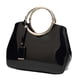thumbnail image 4 of Bolso de mano de piel sintética brillante, tipo bandolera, estilo charol brillante Negro, 4 of 9