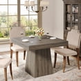 thumbnail image 3 of Finmind Square Dining Table for 4, 31.5-inch Farmhouse Kitchen Table with Sturdy Pedestal Base, Wood Dinner Table for Living Room, Light Gray, 3 of 7