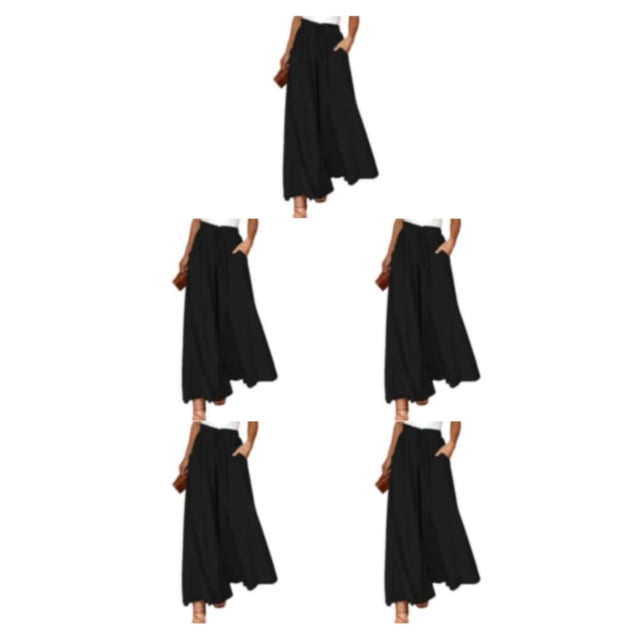 Sonducket Pantalones de pierna ancha de cintura alta para mujer de verano - Estilo delgado para una comodidad aireada Ventilar negro 2XL 1 Type2 NO2