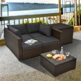 thumbnail image 3 of Costway 4PCS Patio Rattan Furniture Set Cushioned Loveseat Armrest Storage Box, 3 of 10