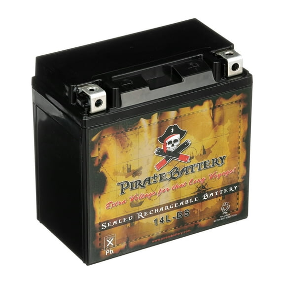 Pirate Battery Ytx14l-bs (14l-bs 12 Volts,12 Ah, 200 Cca) Motorcycle Battery for Harley-davidson Xr1200x Year (09-12)