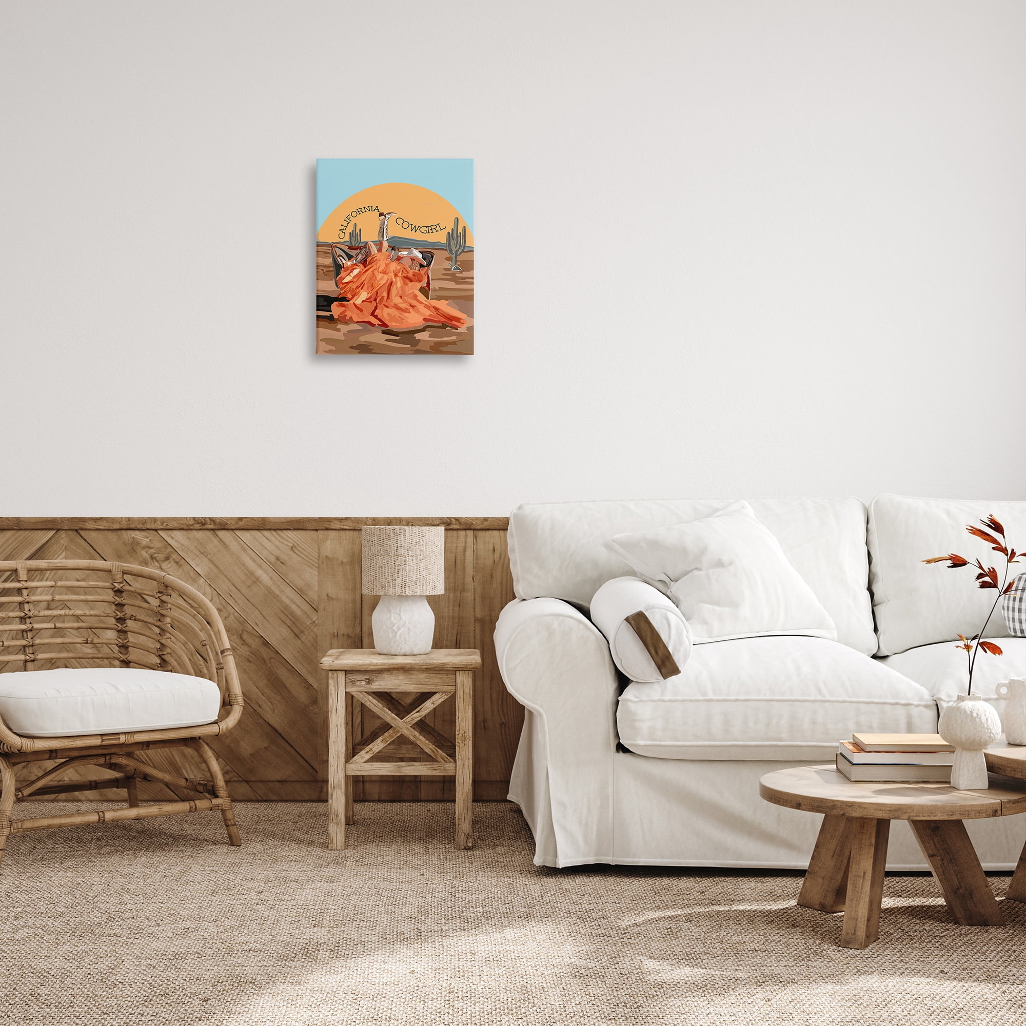 Stupell Industries California Cowgirl Landscape Landscape Painting Gallery Wrapped Canvas Art Print Wall Art, 16 x 20