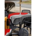 thumbnail image 5 of Square Outdoor Tablecloth With Umbrella Hole And Zipper– Red Gray Beach Coastal Waterproof Patio Table Cover for Party, Picnic, Backyard, 60"x60" , Abstract Geometric Ocean Waves, 5 of 8