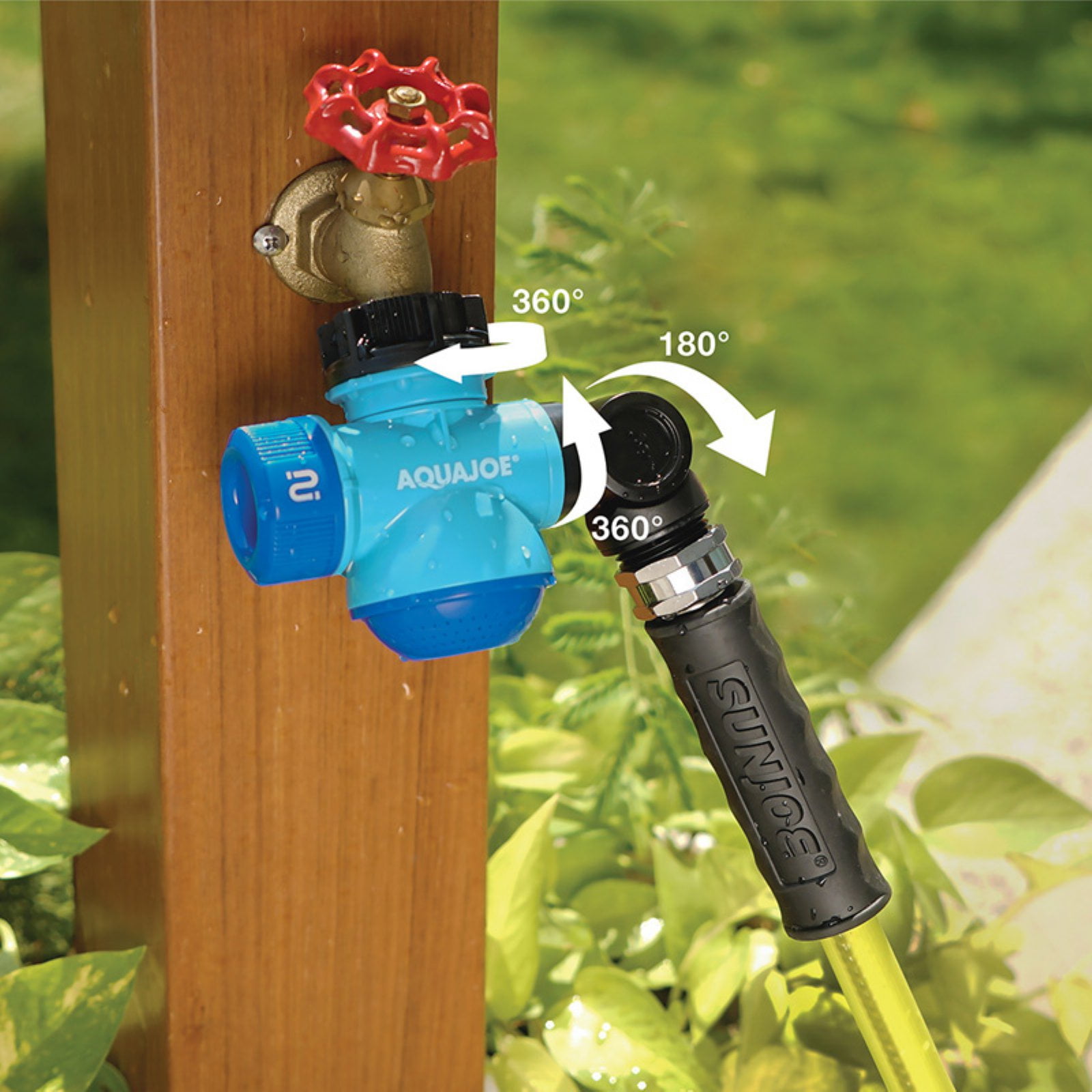 Aqua Joe Multi-Function Outdoor Faucet & Garden Hose Tap Connector