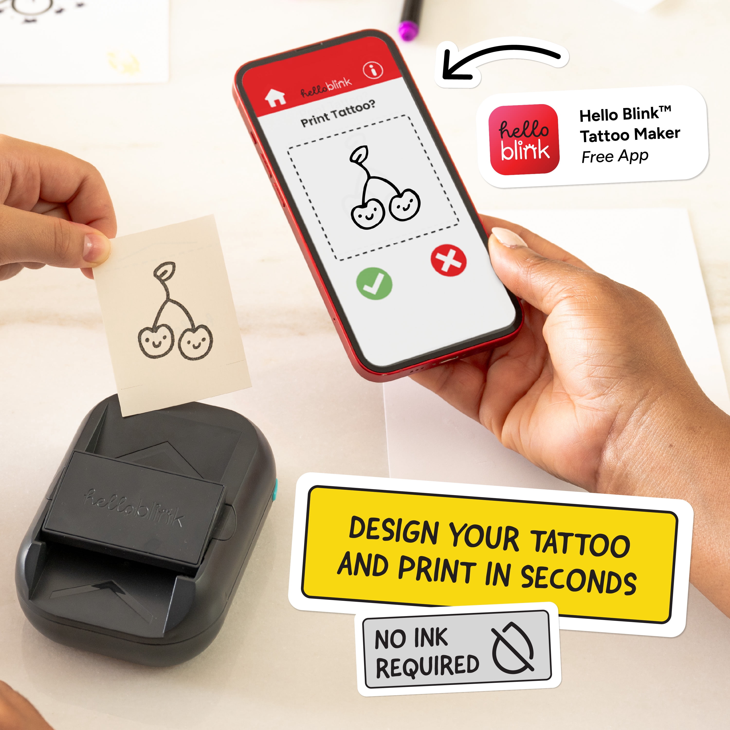 Hello Blink Tattoo Maker Temporary Body Art for Kids Ages 8+