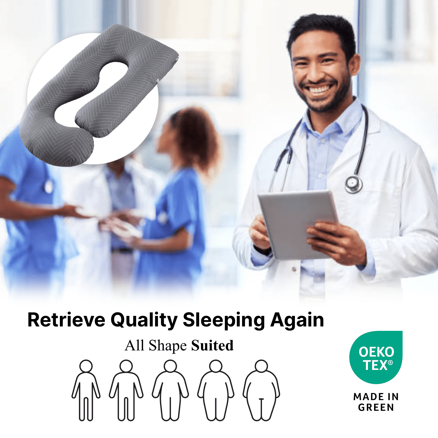 ALLOPERA Pregnancy Pillow, Full Body 57 inch Pillow, with Removable Washable Cover - Support for Legs, Back, Neck, Shoulder, Hips, Belly for Pregnent Women, 100% Cotton