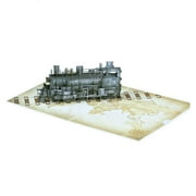 CIYISON Intricate 3D Popup Steam Train Card for Fathers Day Celebration Handmade Greeting Card with Envelope Unique Gift