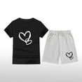 thumbnail image 2 of Piuwrlz Kids Short Sets Boys Girls Summer Outfit Set Printed Round Neck Tight Shirt T-Shirt and Shorts Set Black Size 4 Years, 2 of 4