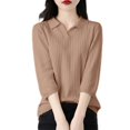 thumbnail image 4 of Women's Sweaters Off Shoulder Pullover Knit Cropped Casual Romantic Date Night Outfit Oversized Sweater Soft Long Sleeve Round Neck Comfortable Tops Loose Fit Solid Color Basic For Fall Winter, 4 of 4
