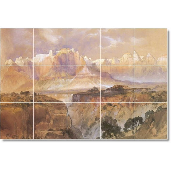 Ceramic Tile Mural-Thomas Moran Landscapes Painting 536. 40" w x 24" h using (15) 8 x 8 ceramic tiles