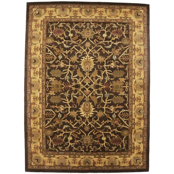 Dark Brown Floral Modern 8X11 Oriental Hand-Tufted Rug