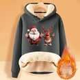 thumbnail image 2 of Women's Christmas Hooded Sweatshirt Winter Warm Lambswool Cardigan Jacket Cozy Soft Solid Color Outerwear, 2 of 2