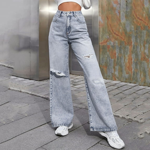 Hauaitttt Mid Rise Barrel Jeans for Women Wide Leg Mid Waist Cropped Denim Pants Baggy Boyfriend Jeans with Pockets Cropped Pants Women Casual Business Casual Women Pants plus Size Big and Tall Beach