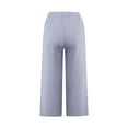 thumbnail image 5 of Womens Cargo Capris with Pockets New Women Casual Linen Drawstring Elastic Waist Wide Leg Pants Cropped Trousers Style B-26 Purple L, 5 of 7