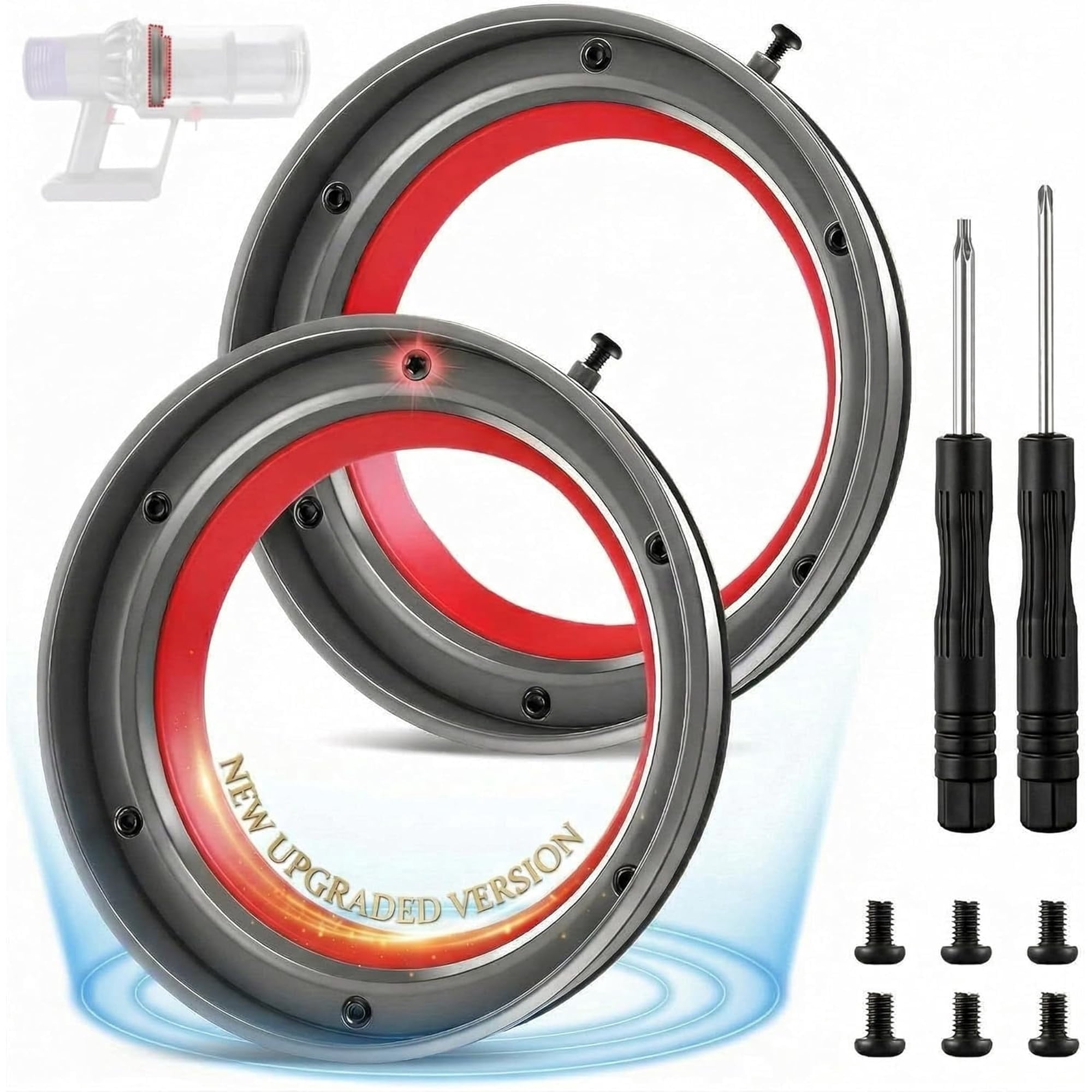 2 Pack Upgraded Dust Bin Sealing Rings Compatible with Dy*son V11 V15 Gen5 SV14 SV15 SV22, Bin Sealing Ring Assembly with Screwdrivers and Screws, Vacuum Cleaner Canister Replacement Parts