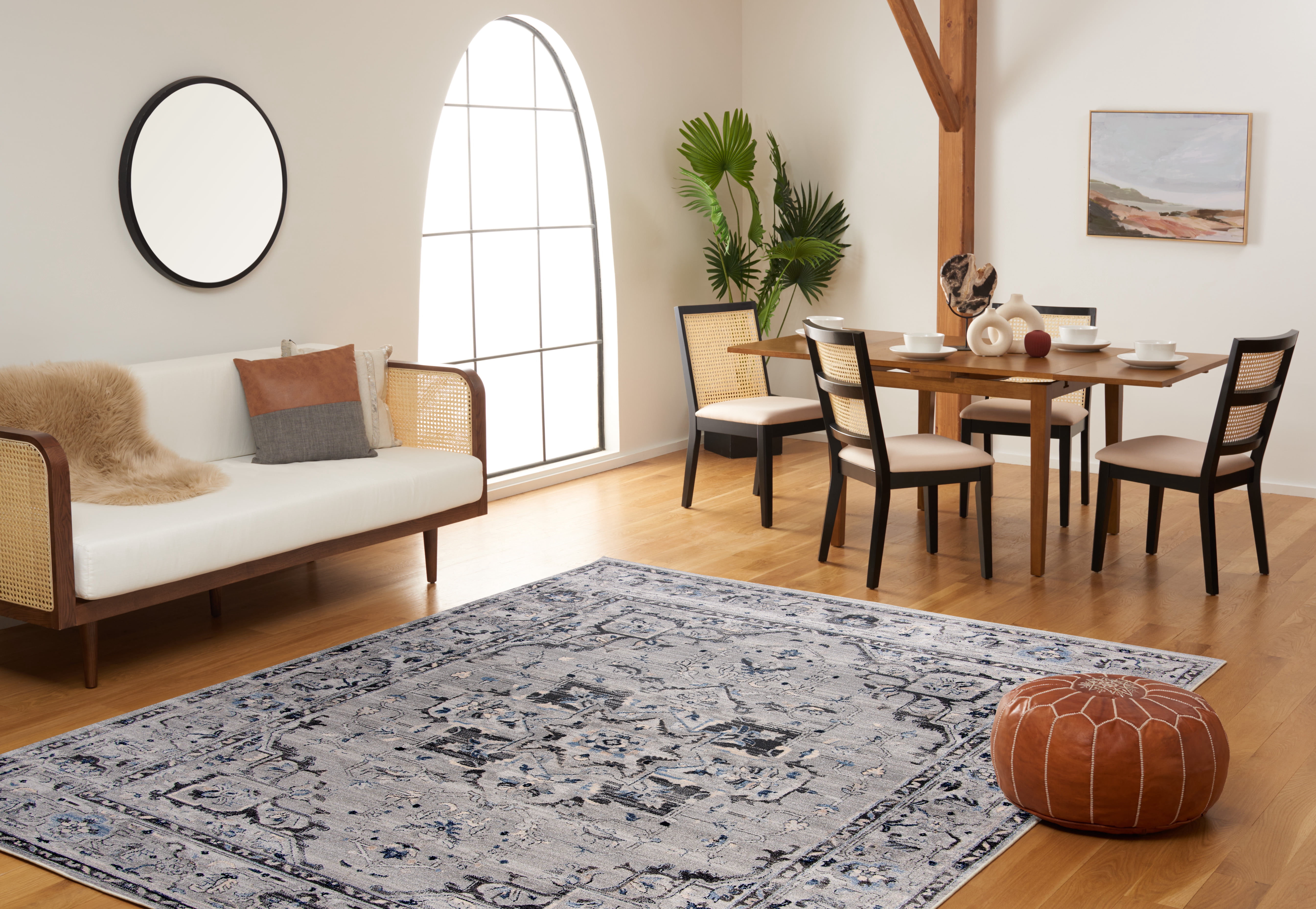 SAFAVIEH Charleston Zharko Floral Area Rug, Gray/Dark Gray, 8' x 8' Square