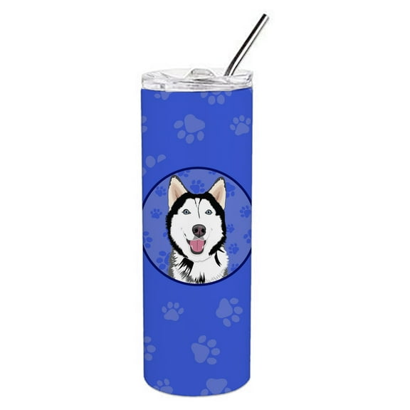 Carolines Treasures WDK1109TBL20 Siberian Husky Black and White Design1 Stainless Steel 20 oz Skinny Tumbler Blue 20 oz