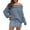 Blue, variant on Off The Shoulder Sweater for Women Fall Winter Long Batwing Sleeve Fold over Knit Pullover Sweaters Top