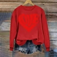 thumbnail image 2 of Penkiiy Chandail en Molleton Imprimé Cœur pour Femmes Manches Longues Col Rond Décontracté Ample Vintage Amour Graphique Chandail TG Rouge, 2 of 4