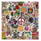 thumbnail image 1 of Paquete de pegatinas hippie de vinilo, 50 unidades, impermeables, 1 of 2