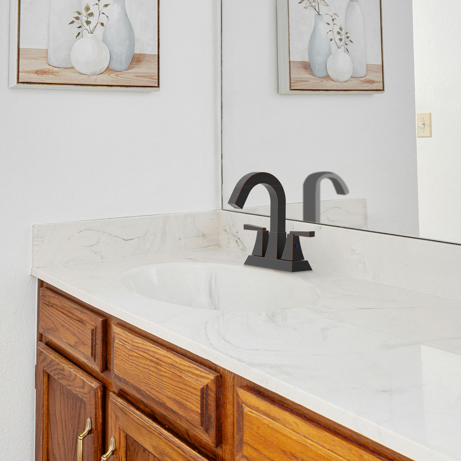 Cobbe Bathroom Sink Faucet 4-Inch Double Handle Centerset Bathroom  Vanity Faucet with Pop Up Drain and 2 Supply Lines Included Oil Rubbed Bronze