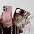 thumbnail image 2 of Stylish shoulder strap metal chain phone case for iPhone 16 pro max 15 plus 14 13mini 12pro Samsung S24 ultra S23 plus S22 lady card holder cover, 2 of 9